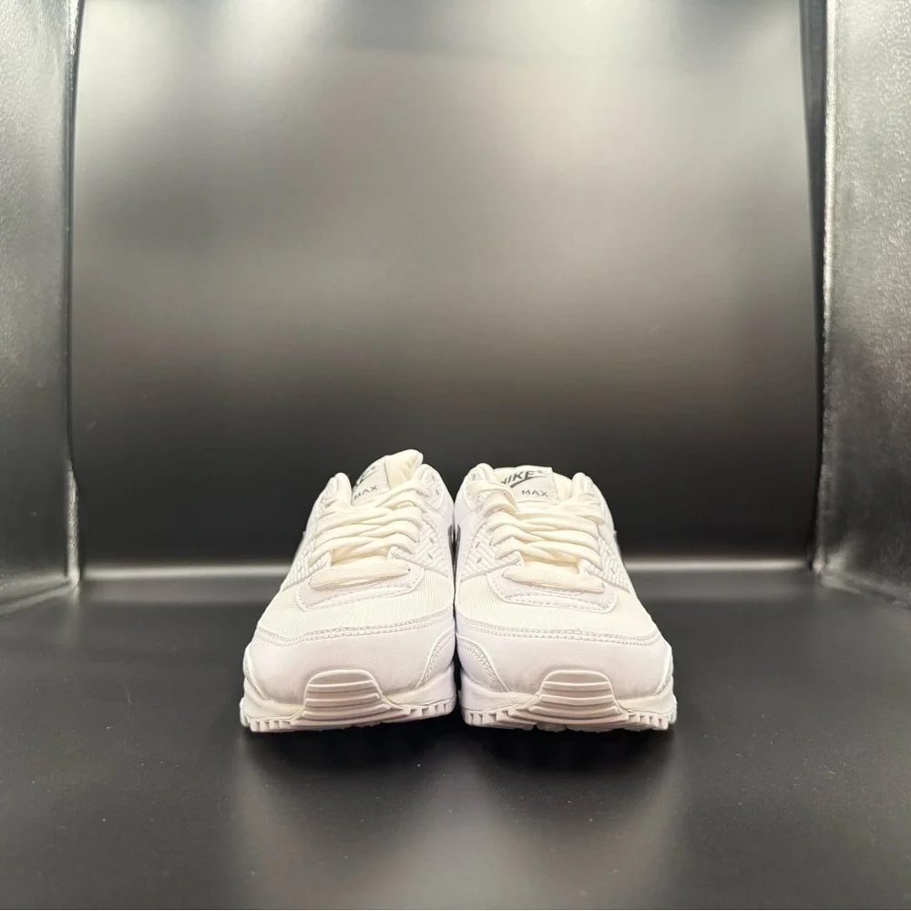 Nike Air Max 90 White Sneakers with Black Swoosh - Picture 3 of 5